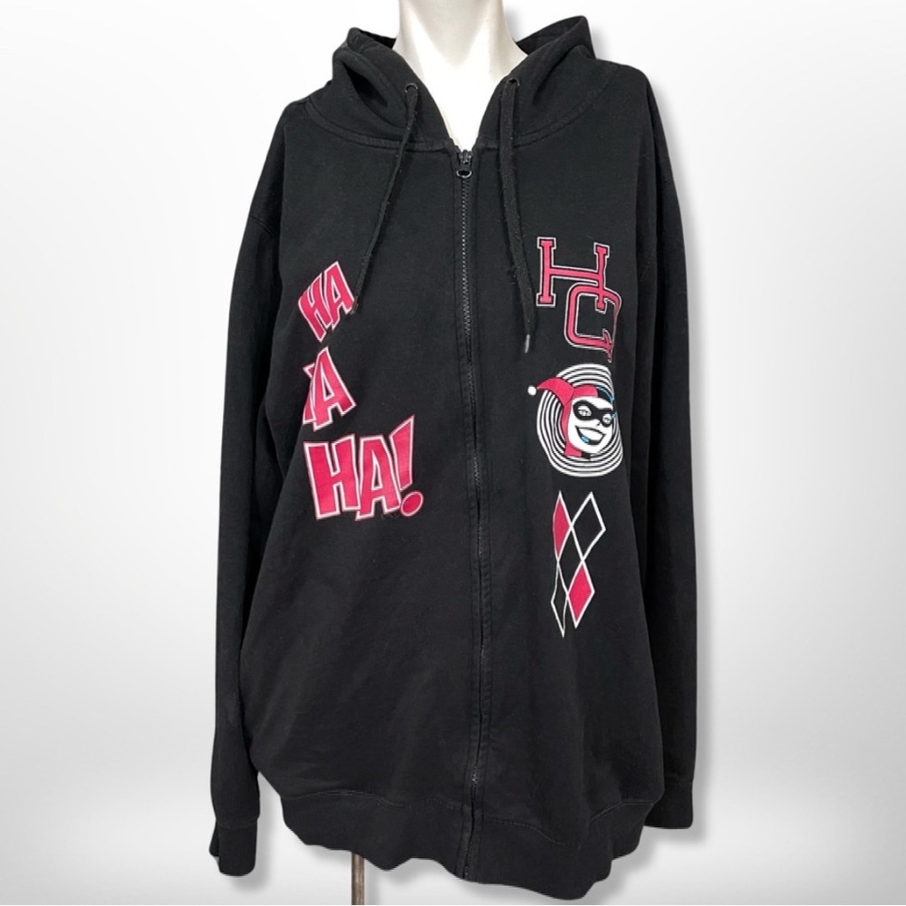 VTG 90's Harley Quinn DC Comics Thick Zip-up Jacket Women's XL - Picture 2 of 9